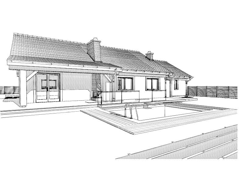 gotowy projekt domu parterowego z poddaszem i garażem AJR 03 A2 szkic